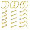 21PCS Stainless Steel Nose Rings Hoop Bone L Shaped Screw Studs Piercing Jewelry Set for Women Men Girls