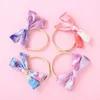 Tie Dye Velvet Handtied Bows Nylon Headband eller Clips för tjejer Barn Varm Vinter Hårtillbehör