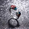 Anillos de apertura de buena suerte para atraer peces esmaltados a la moda, elegante anillo de dedo de aceite por goteo para mujer, joyería de fiesta, amuleto de regalo G1125