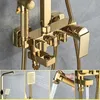 Termostatiska duschkranar Set Gold Brass System med kroppsspray Badrum duschar regnvattenblandare badkar kran sets3772714