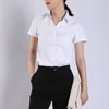 Womens Tops and Blouses Cotton Shirts Solid Short Sleeve White Plus Size XXXL/4XL Blusas Femininas Elegante 210531