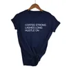 여성용 티셔츠 커피 강한 속눈썹 인쇄 여성 T 셔츠 코튼 캐주얼 재미있는 여성 T 티셔츠 힙 스터 드롭 우주선