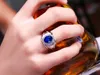 Sapphire Gemstones Blue Crystal Rings для мужчин Женщины Циркон Алмазы Белый Золотой Серебряный Цвет Агентства Ювелирные Изделия Bijoux Band Подарки