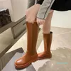 Women's Knee High Boots Soft Leather Zipper Ladies Shoes Winter Long Platform Footwear Woman Fashion Warm