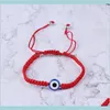 Bracelete de sorte à mão Kabbalah Red String Thread Thread Hamsa Bracelets azul turco Evil Eye Charm Jóias Fatima Drop Drop Drop Deliver