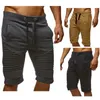 Vêtements de sport pour hommes pantalons de survêtement courts été décontracté mâle cordon élastique pantalon genou longueur Shorts Patchwork noir 210716