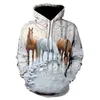 Hommes sweats à capuche hommes sweats 2022 mode sweat hommes/femmes 3d blanc cheval Animal motif unisexe Streetwear à capuche hiver