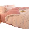 Bedding Sets Bed Skirt Milk Fiber Four-Piece Set Winter Coral Fleece Thick Suede Double-Sided Velvet Sheet Quilt Cover
