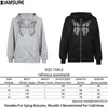 IAMSURE Papillon Motif Zipper Up Casual Lâche 90s Hoodies Automne y2k Mode À Manches Longues Gris Surdimensionné Sweats Pour Femmes Y0820