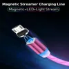 3ft 2A Magnetic Fast Charger Phone Cables LED Flowing Light Cable Charging Line Streamer Quick Charge Wire for Samsung S21 Huawei izeso Three functions