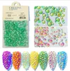 10 färger kristall nail art dekorationer 1440pcs / pack flatback pärlor aurora rhinestone för naglar mix storlek sjöjungfru symfoni iriserande pärlor pearl stenar