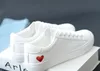 Women Casual Shoes Fashion New Woman PU Leather Shoes Ladies Breathable Cute Heart Flats White Sneakers