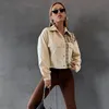 Vestes pour femmes Streetwear Fashion Cropped Vintage Outfits Buttons Up Pockets Solid Striped Patchwork Basic Autumn Jacket Women Outwear