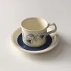 Kupalar orta antik phalaenopsis kahve fincanı ve tabağı seti öğleden sonra çay seramik