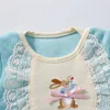 Baby Girl Pâques Lapin Rompers Né Princesse Dentelle Combinaison Infant Coton Romper Enfant Boutique Vêtements de broderie 210615