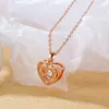 Delicate Crystal Rose Gold Double Heart Necklace, Layering Necklace, Mother's Gift, Heart Jewelry