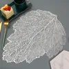 Newhollow out leaf design mats pvc isolering placemats värmebeständig glidande vattentät kudde lyx kustar matbord dekoration ewd76