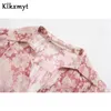 KLKXMYT ZA女性ビンテージPaisleyトーテムフローラルプリント弓サッシシャツのドレスオフィスレディースシックな長袖カジュアルスリムvestidos 210527