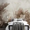 壁紙カスタムポーの壁紙モダンファッションハンドペイントノスタルジックな森の鳥の背景壁の装飾絵画壁画3Dホーム装飾