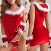 Jupe en velours doré style de Noël évider charme lingerie sexy rouge 211203