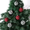 Décorations de Noël 7cm Buffalo Plaid Christmas Ballon Ensemble Arbre de Noël Ornements Balles colorées Pendentif RRA10675