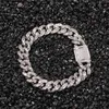 Braccialetti a maglie cubane con zirconi cubici micro pavimentati Hip Hop Bracciale Bling da uomo placcato in argento dorato