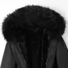 Herenleer Faux Winter Jacket Men Parka Echte bontjas voering Dikke luxe wasbeerkraagkraag Parkas D09A9721