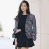 Kvinnors Jackor Fashion Runway Tweed Jacket Coat 2021 Höst Vinter Kvinnor Fringed Trim Långärmad Framfickor Pärlor Knapp Korta Klagor