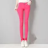 LPOWS Coreano Casual Stretch Jeans Plus Tamaño Flaco Lápiz Pantalones Color Caramelo Negro Blanco Mamá Leggings Pantalones 210809