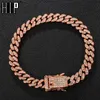 Hip Hop Bling 8mm Miami Cuban Chain Late Men's Rhinestone Cyrkon Brukowane bransoletki dla mężczyzn Kobiety Biżuteria