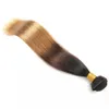 Pacotes brasileiros de tecelagem reta 1b/4/7 27 ombre marrom três tons de cabelo humano colorido Extensões 3/4pcs