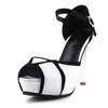 Women Wedding Party Shoes 8cm High-heeled Fashion Fish Mouth With Color Block Thin Heels Buckle Female Sandals