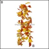 장식 축제 용품 GardendeCorative 꽃 화환 175cm 긴 인공 교수형 포도 나무 갈 랜드 단풍 실크 식물 가짜 가을 르