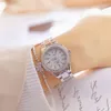 2020 Ladies Wrist Dress Gold Watch Crystal Diamond Klockor Rostfritt Stål Silver Klocka Kvinnor Montre Femme 2021