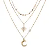 Pendentif Colliers Bijoux de Noël Ins Polyvalent Tianmang Star Moon Collier Tendance Multicouche Empilé Collier Femme