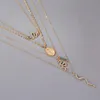 Fashion Crystal Snake Necklace Multi-layer Four-layer Oval Pendant Sweater Chain Necklaces