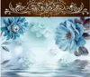 Fonds d'écran AINYOOUSEM Encre Bleu Fleur 3D Stéréo Fond Mur Papier Peint Papel De Parede Papier Peint Autocollants