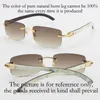 Wholesale Selling Rimless 8200757 Men Square Sunglasses Original White inside Black Buffalo horn Sun Glasses male and female UV400 Lens Frame Size: 56-18-140mm