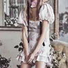 Chu Sau Beauty Mode Blogger Stil Blumendruck Plissee Falten Midi Kleid Frauen Vintage Chic Rüschen Mini Kleider Weiblich 210508