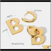 Drop Delivery 2021 moda prawdziwy pozłacany mosiądz zawieszka w kształcie litery B kolczyki dla kobiet urok metalowe oświadczenie biżuteria akcesoria punkowe Stud H8E