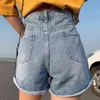 Kort femme kvinnors denim shorts plus storlek 5xl sommar hög midja blå brett ben casual damer jeans för kvinnor 210429