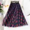 Ly Varey Lin Spring Tulle Skirt Kvinnor Vintage Plaid High Waist Ball Gown S Kvinna Retro Elegant Mid-Calf Party 210526