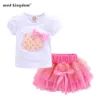 MudkingDom Leuke zomer meisjes outfits cartoon kat T-shirt en tutu rok set voor meisje prinses kleding pak kinderkleding x0902