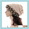 Casa festiva GardenleLard Knit Mulheres Inverno Leopardo Patchwork Beanies Beanies Chapéu Quente Crânio Crochet Caps Unisex Party Chapéus Fontes 11 c