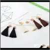 Bengelen kroonluchter oorbellen drop levering 2021 groothandel legering natuurlijke stijl 3DOT8cm lengte eenvoudige tassel oorram bruiloft feestje sieraden acce