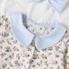 0-24M Spring Autumn Infant born Baby Girls Flower Rompers Peter Pan Collar Cute Jumpsuit Floral Clothing 210515
