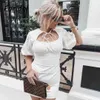 Biała Summer Sukienka Kobiety Lace Up Bodycon Short Beach Sukienka Latarnia Rękaw Ruched Bodycon Sukienka bawełniana 210415