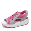 Scarpe estive Donna Blu Tennis Open Toe Sandali dimagranti Ladies Trendy Health Wedge Platform Sandali da donna