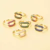 2021 New Summer Colorful Rainbow Zircon Wide Rings for Women INS Fashion Girls Rings Wholale jewelry Bijoux Love Gift