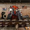 Custom 3D Wallpaper Retro Motorcycle Nostalgic Brick Wall Murals Restaurant Cafe Background Wall Decor European Style Wallpapers